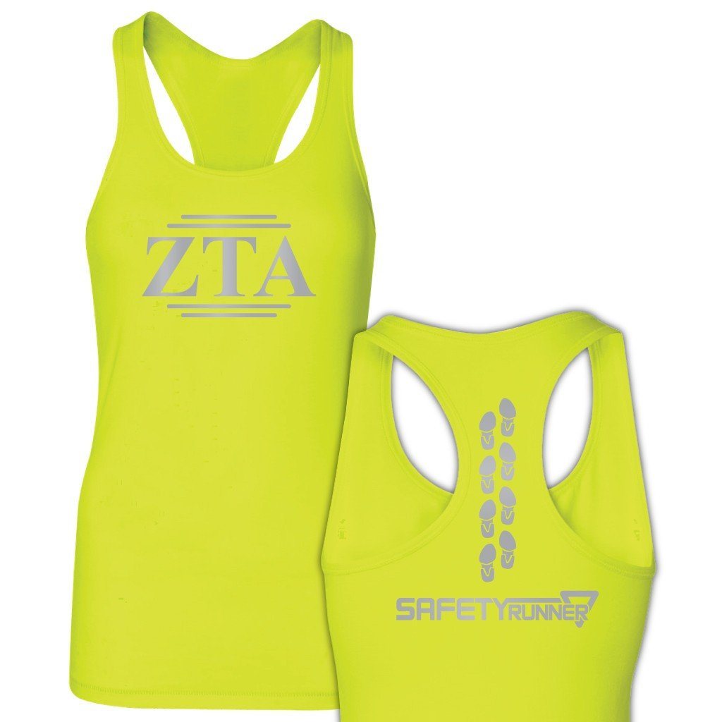 Zeta Tau Alpha Neon Yellow SafetyRunner Ladies Performance Racerback
