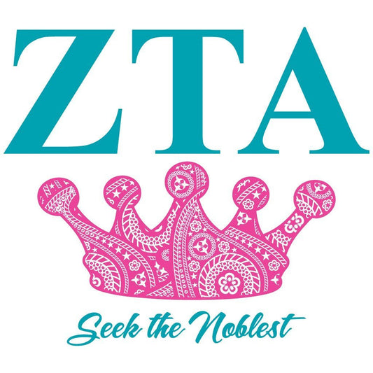 Zeta Tau Alpha Canvas Tote Bag - Pink Crown Design