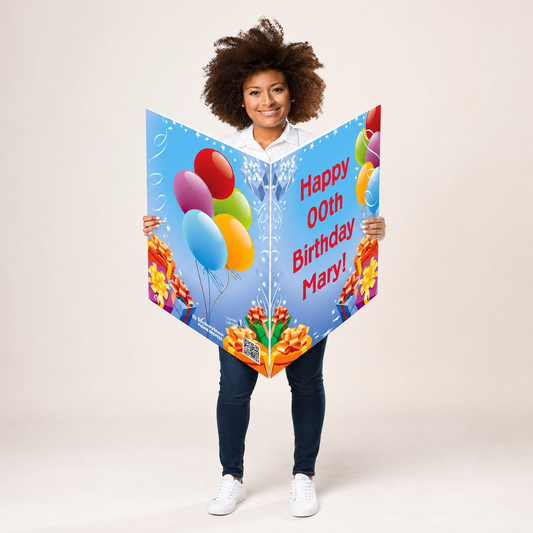 3' Custom Giant Birthday Presents & Balloons Greeting Card