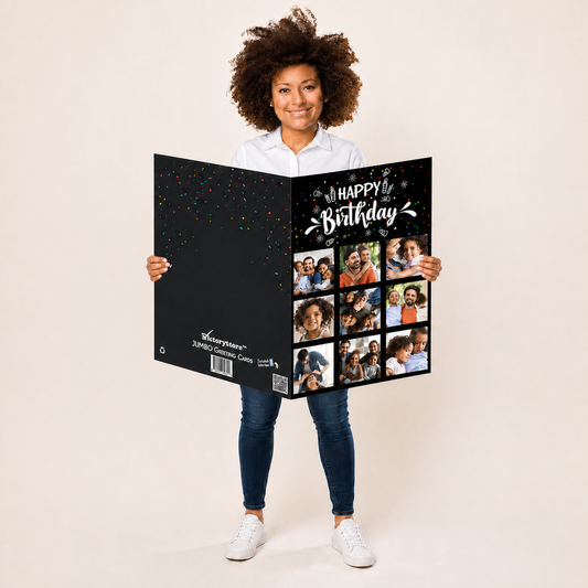 3' Custom Happy Birthday 9 Photo Greeting Card