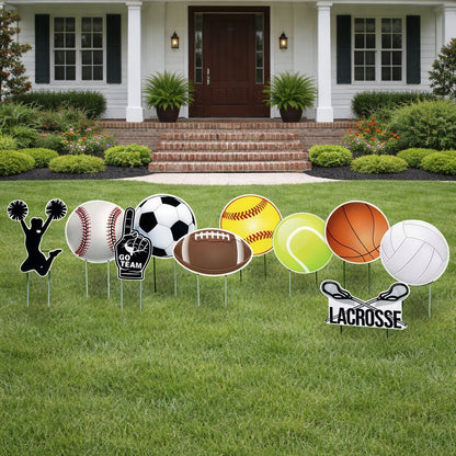 10 - Pack Sports Birthday Yard Signs Decorations with Stakes