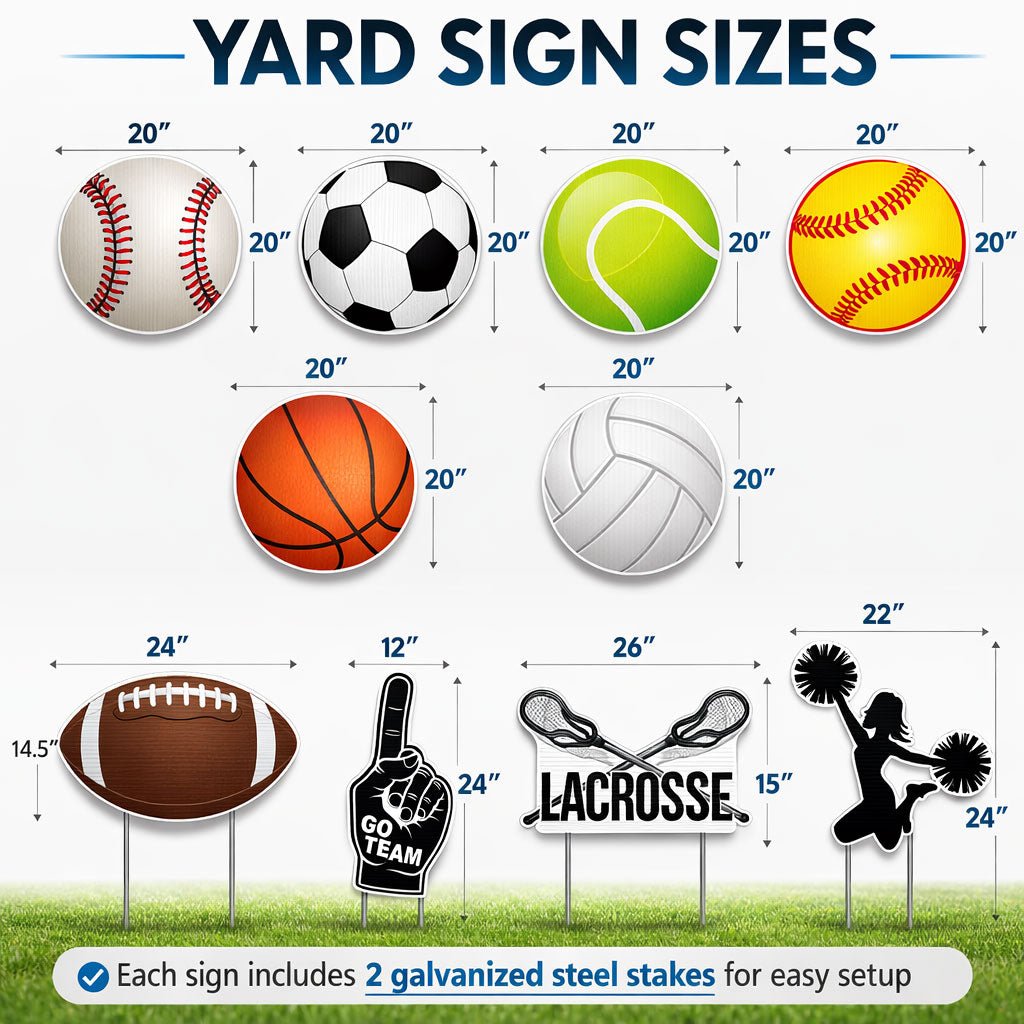 10 - Pack Sports Birthday Yard Signs Decorations with Stakes