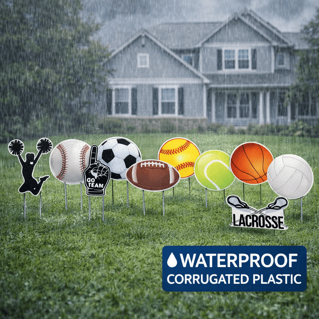 10 - Pack Sports Birthday Yard Signs Decorations with Stakes