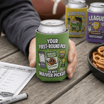 12-Pack Fantasy Football Can Coolers, Funny Football Draft Party Can Sleeves