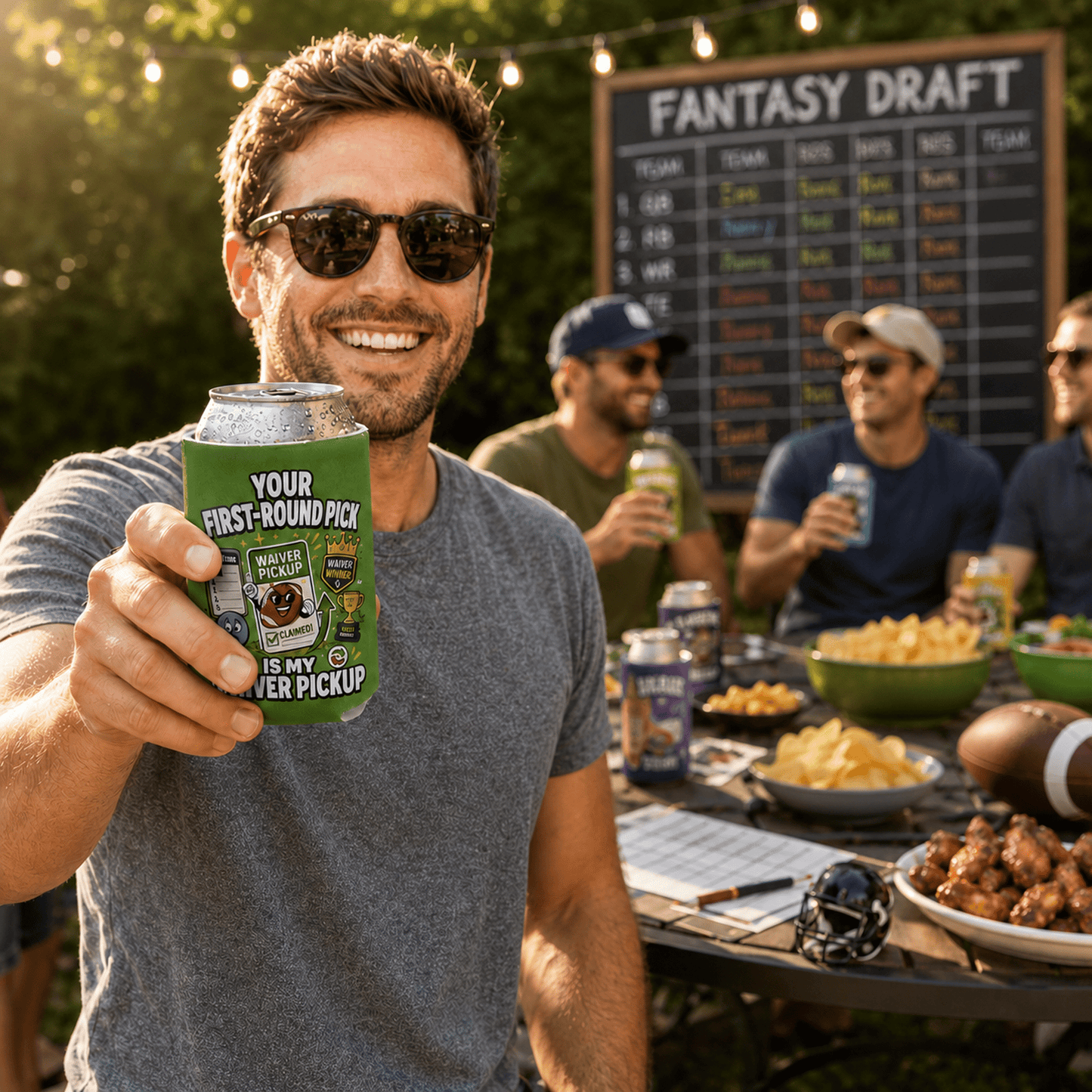 12-Pack Fantasy Football Can Coolers, Funny Football Draft Party Can Sleeves