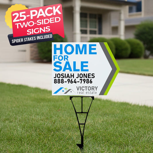 17.5"x23" 2 Sided Arrow Shaped Realtor Yard Signs Set