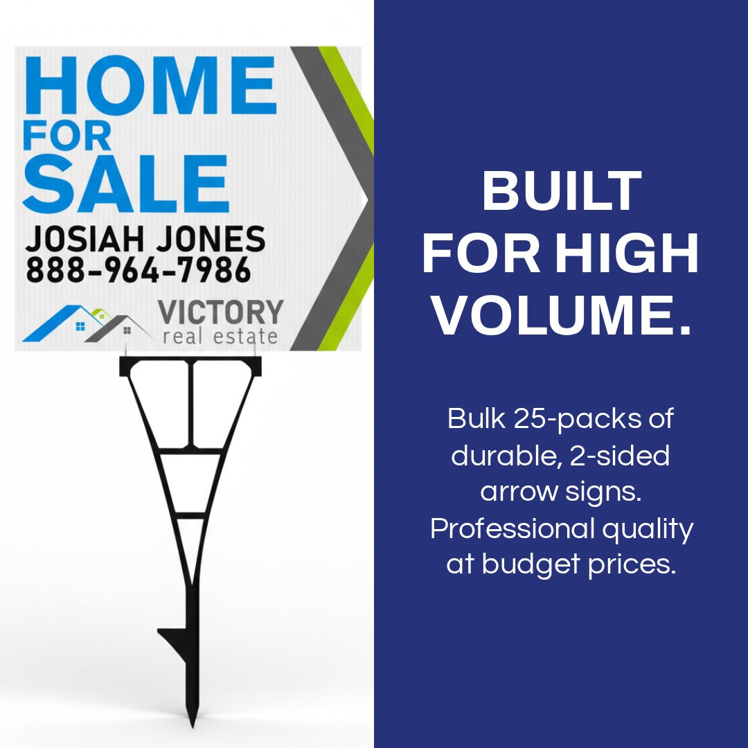 17.5"x23" 2 Sided Arrow Shaped Realtor Yard Signs Set