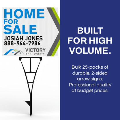 17.5"x23" 2 Sided Arrow Shaped Realtor Yard Signs Set