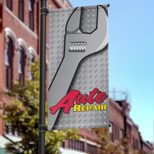 18"x36" Auto Sales Pole Banner, Auto Repair