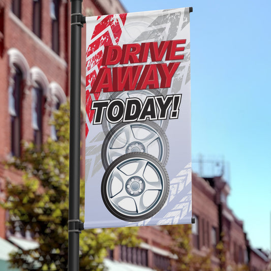 18"x36" Auto Sales Pole Banner, Drive Away Today