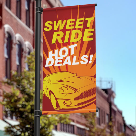 18"x36" Auto Sales Pole Banner, Sweet Ride Hot Deals