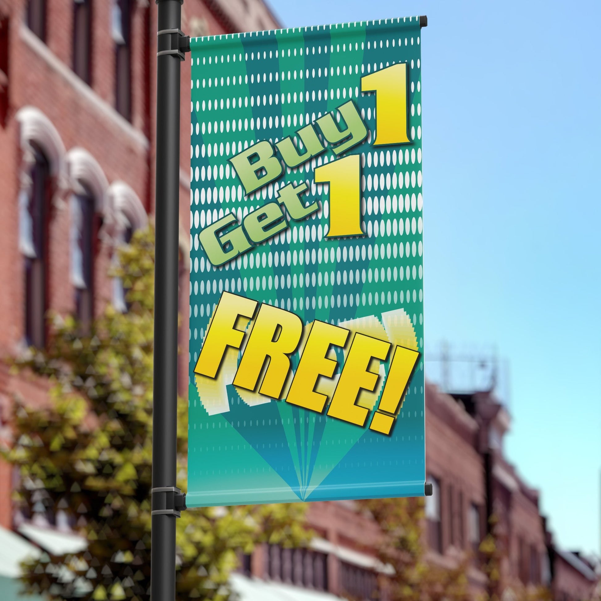 18"x36" Business Pole Banner, Buy One Get One Free