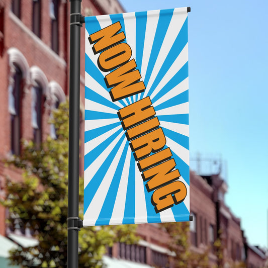 18"x36" Business Pole Banner, Now Hiring