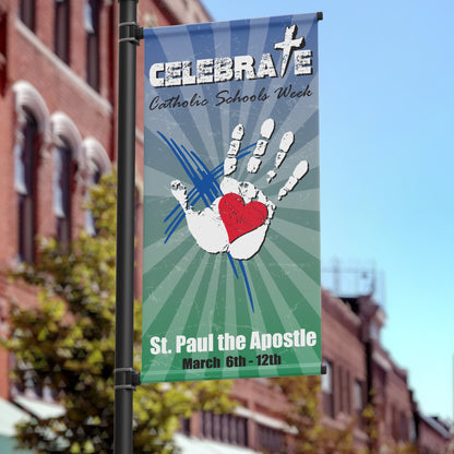 18"x36" Religious Pole Banner, Catholic Schools Week