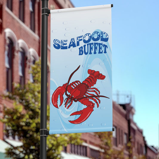 18"x36" Seafood Buffet with Lobster Pole Banner