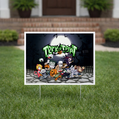 2-Pack Trick or Treat Halloween Yard Sign – 18" x 24" Double-Sided Outdoor Lawn Signs with Stakes