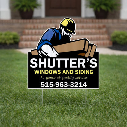 20.8"x20.8" Construction Worker Shaped Yard Sign