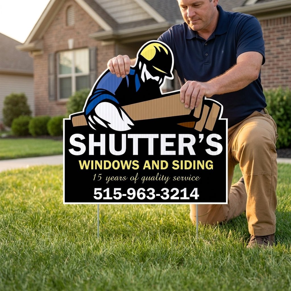 20.8"x20.8" Construction Worker Shaped Yard Sign