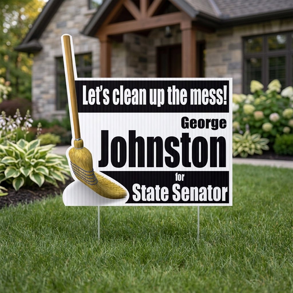 21" Custom Broom - Shaped Political Yard Sign