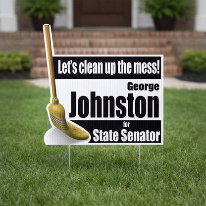 21" Custom Broom - Shaped Political Yard Sign