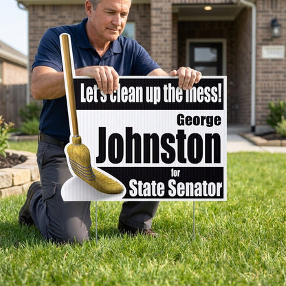 21" Custom Broom - Shaped Political Yard Sign