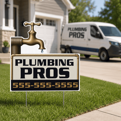 21"×20.8" Custom Plumbing Faucet Shaped Yard Sign