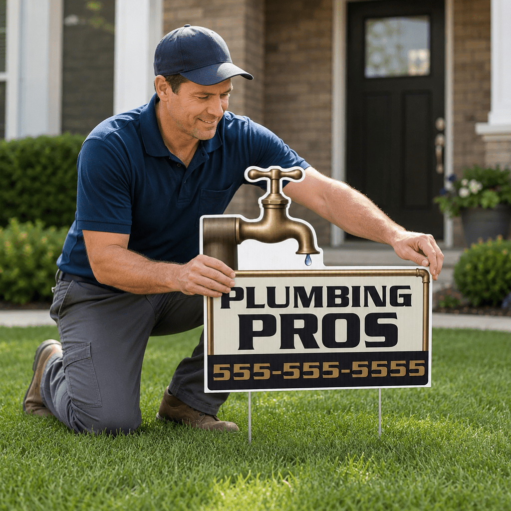 21"×20.8" Custom Plumbing Faucet Shaped Yard Sign