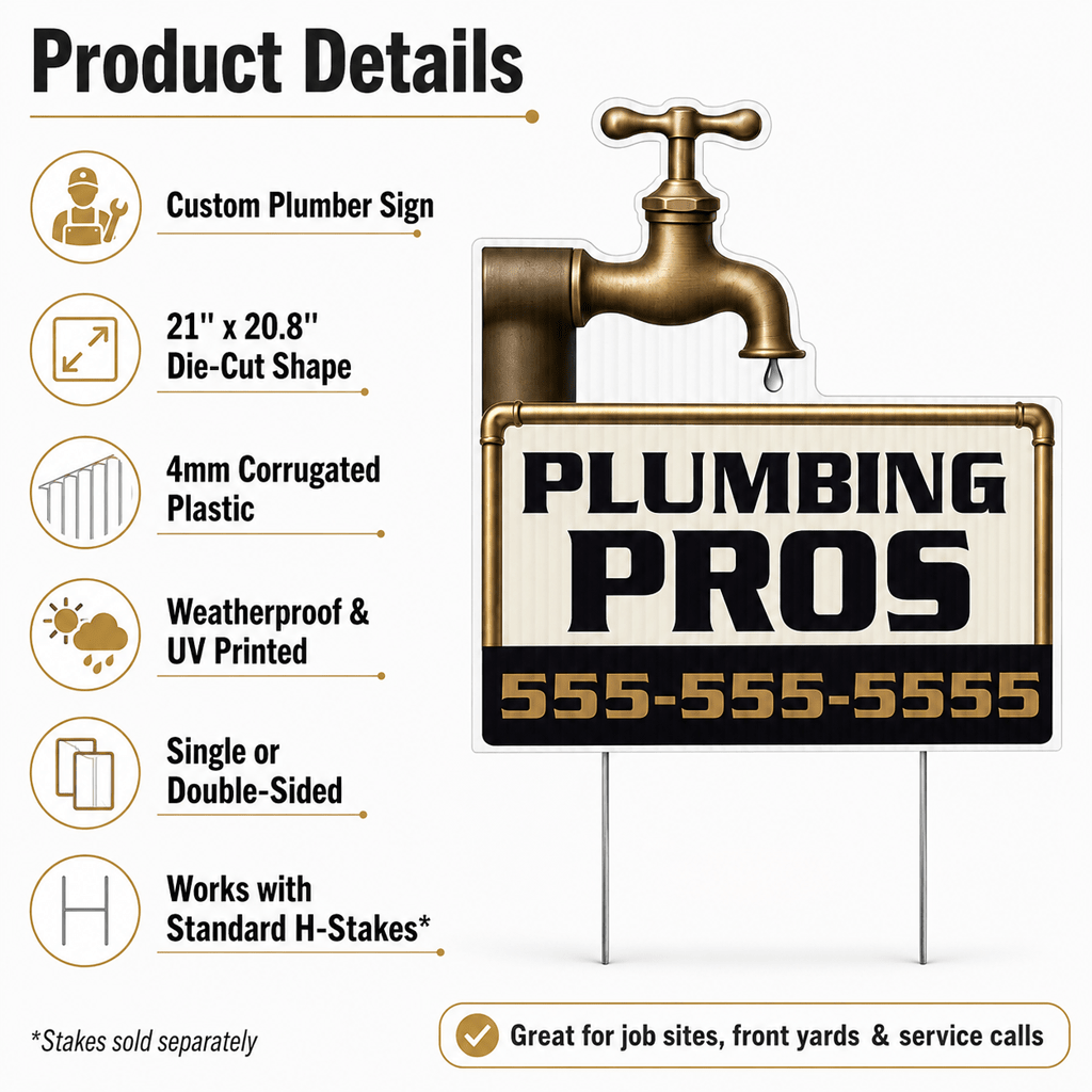 21"×20.8" Custom Plumbing Faucet Shaped Yard Sign