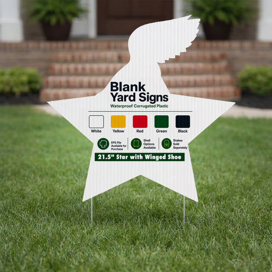 21.5" Star with Winged Shoe Corrugated Plastic Yard Sign Blank