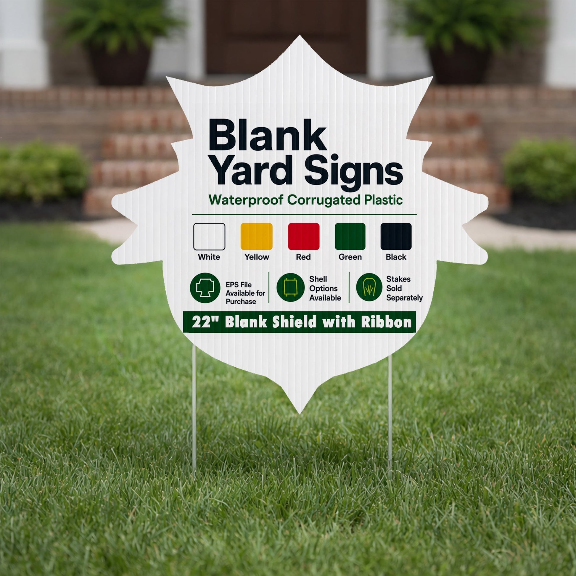 22" Blank Shield with Ribbon Banner Yard Sign
