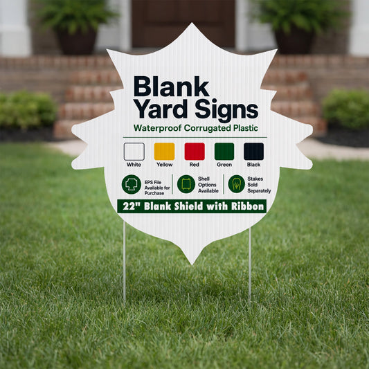 22" Blank Shield with Ribbon Banner Yard Sign
