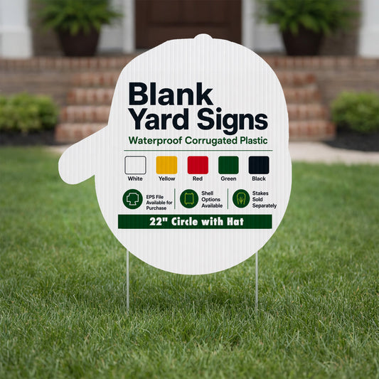 22" Circle with Hat Corrugated Plastic Yard Sign Blank