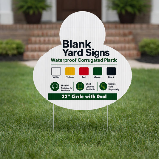 22" Circle with Oval Corrugated Plastic Yard Sign Blank