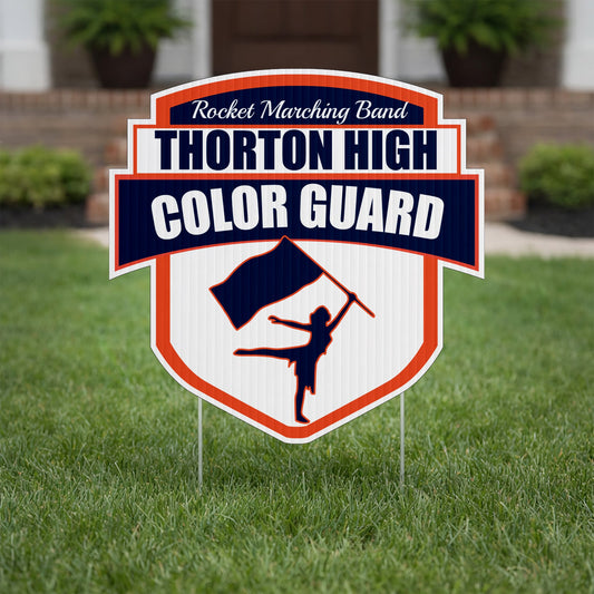 22" Color Guard Shield Yard Sign with Banner, Marching Band