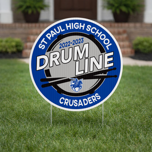 22" Drumline Custom Round Yard Sign