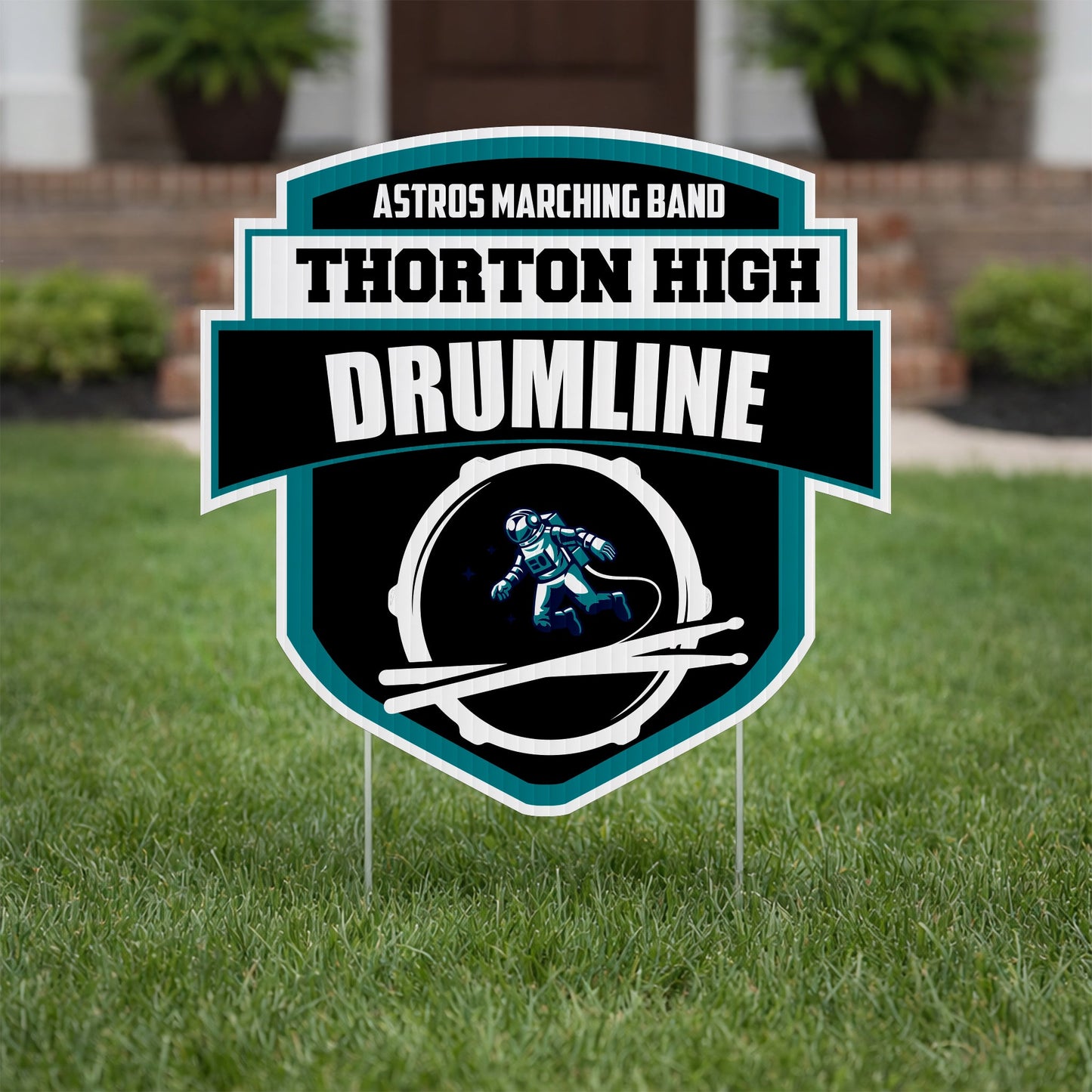22" Drumline Shield Yard Sign with Banner, Marching Band