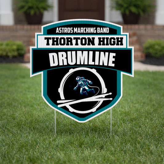 22" Drumline Shield Yard Sign with Banner, Marching Band