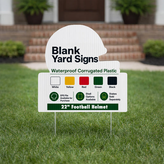 22" Football Helmet Corrugated Plastic Yard Sign Blank
