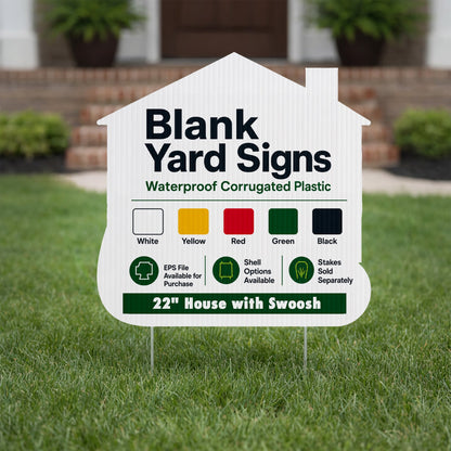 22" House with Swoosh Corrugated Plastic Yard Sign Blank