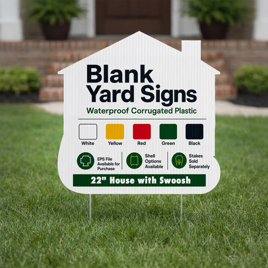 22" House with Swoosh Corrugated Plastic Yard Sign Blank
