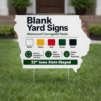 22" Iowa State Shaped Corrugated Plastic Yard Sign Blank