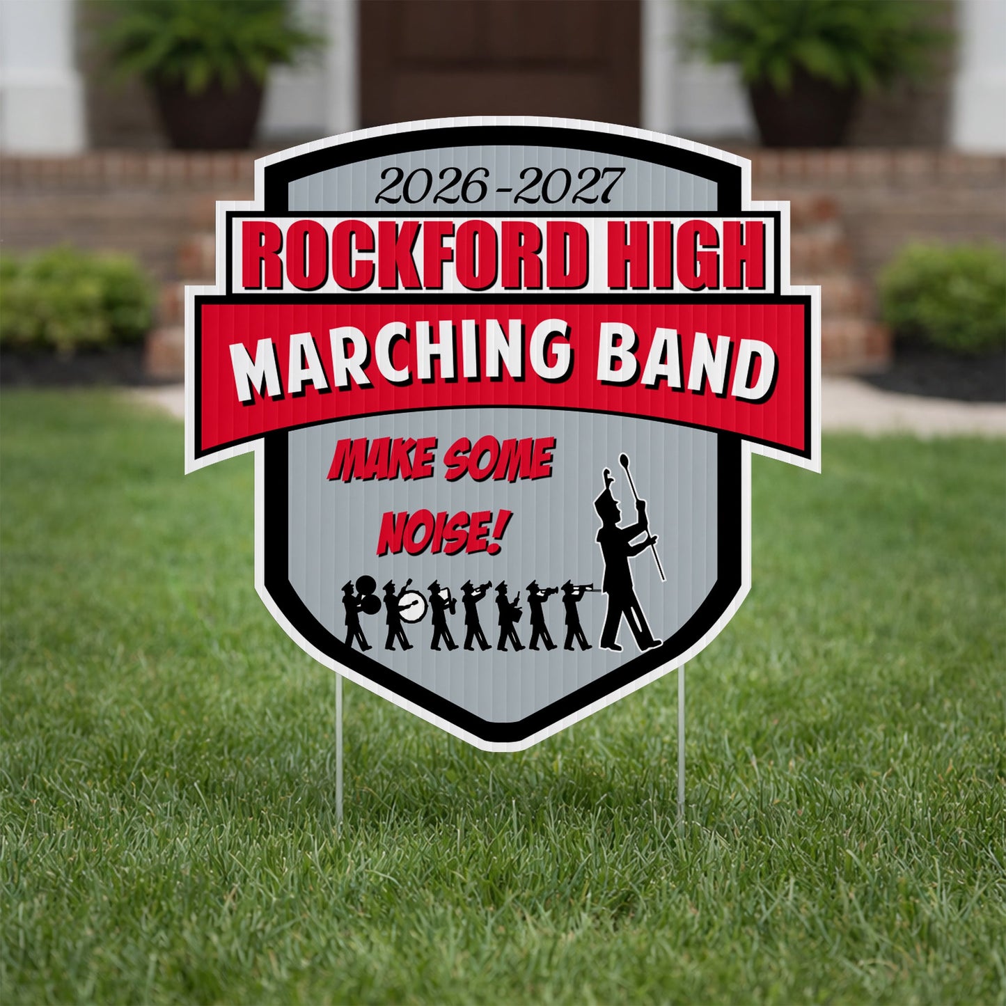 22" Marching Band Shield Yard Sign with Banner