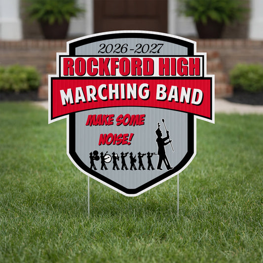 22" Marching Band Shield Yard Sign with Banner