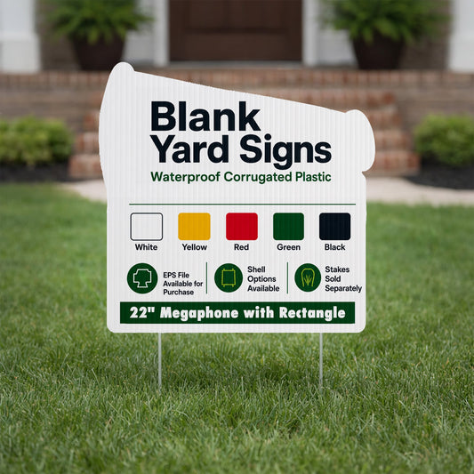22" Megaphone with Rectangle Corrugated Plastic Yard Sign Blank