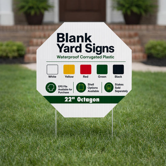 22" Octagon Corrugated Plastic Yard Sign Blank