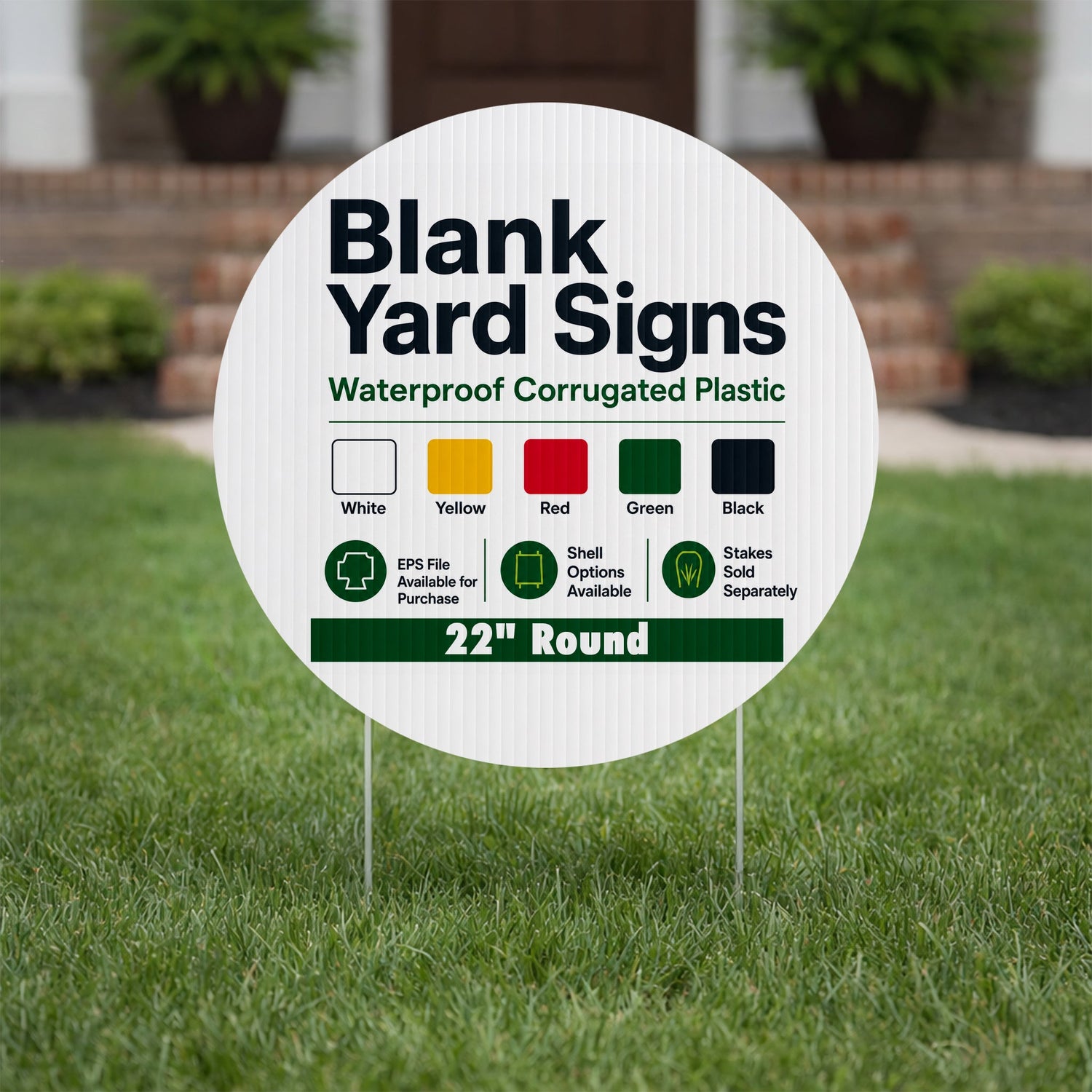 22" Round Corrugated Plastic Yard Sign Blank