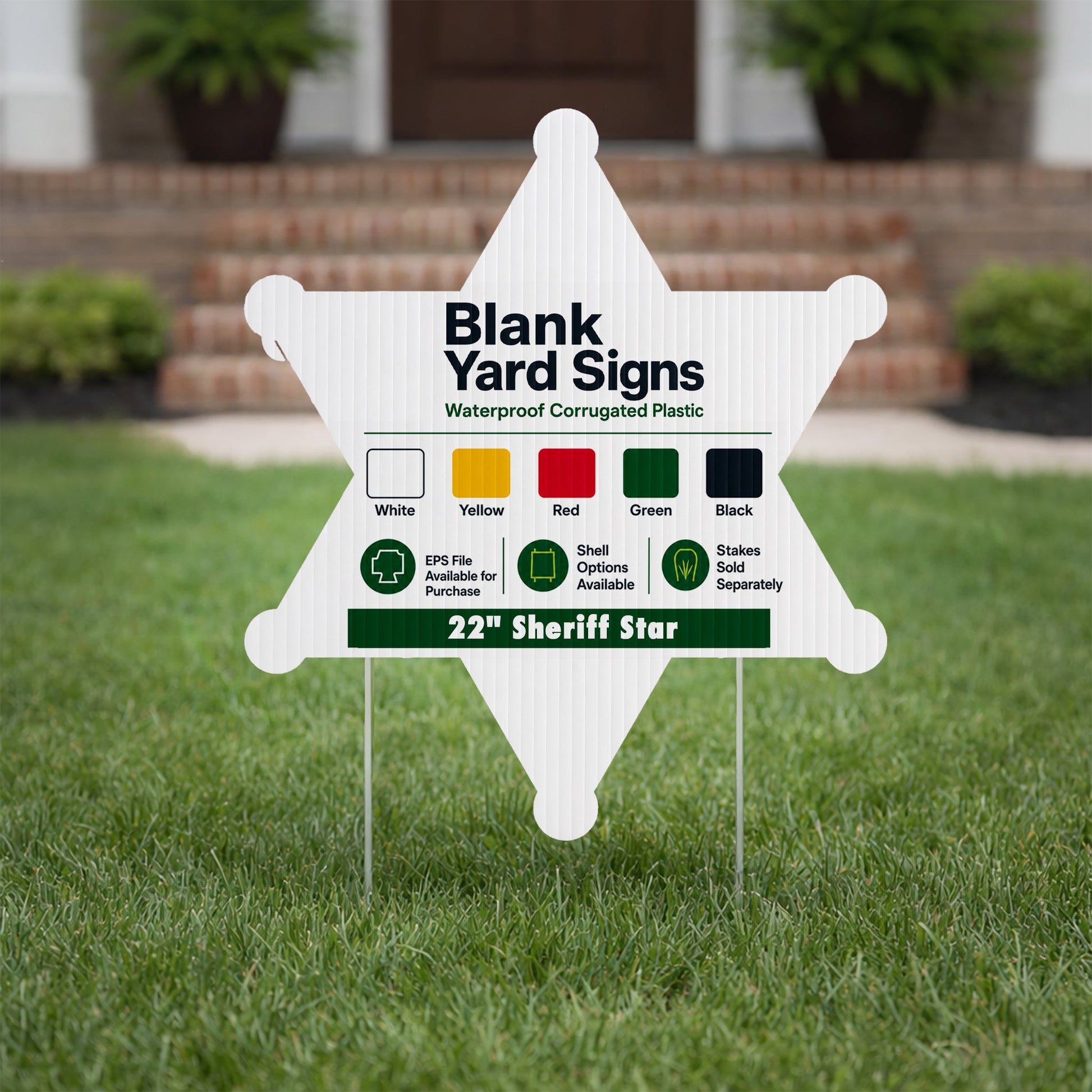 22" Sheriff Star Corrugated Plastic Yard Sign Blank