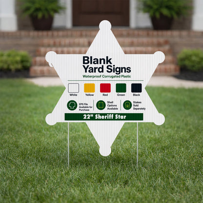 22" Sheriff Star Corrugated Plastic Yard Sign Blank