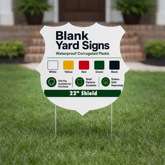 22" Shield Shaped Corrugated Plastic Yard Sign Blank