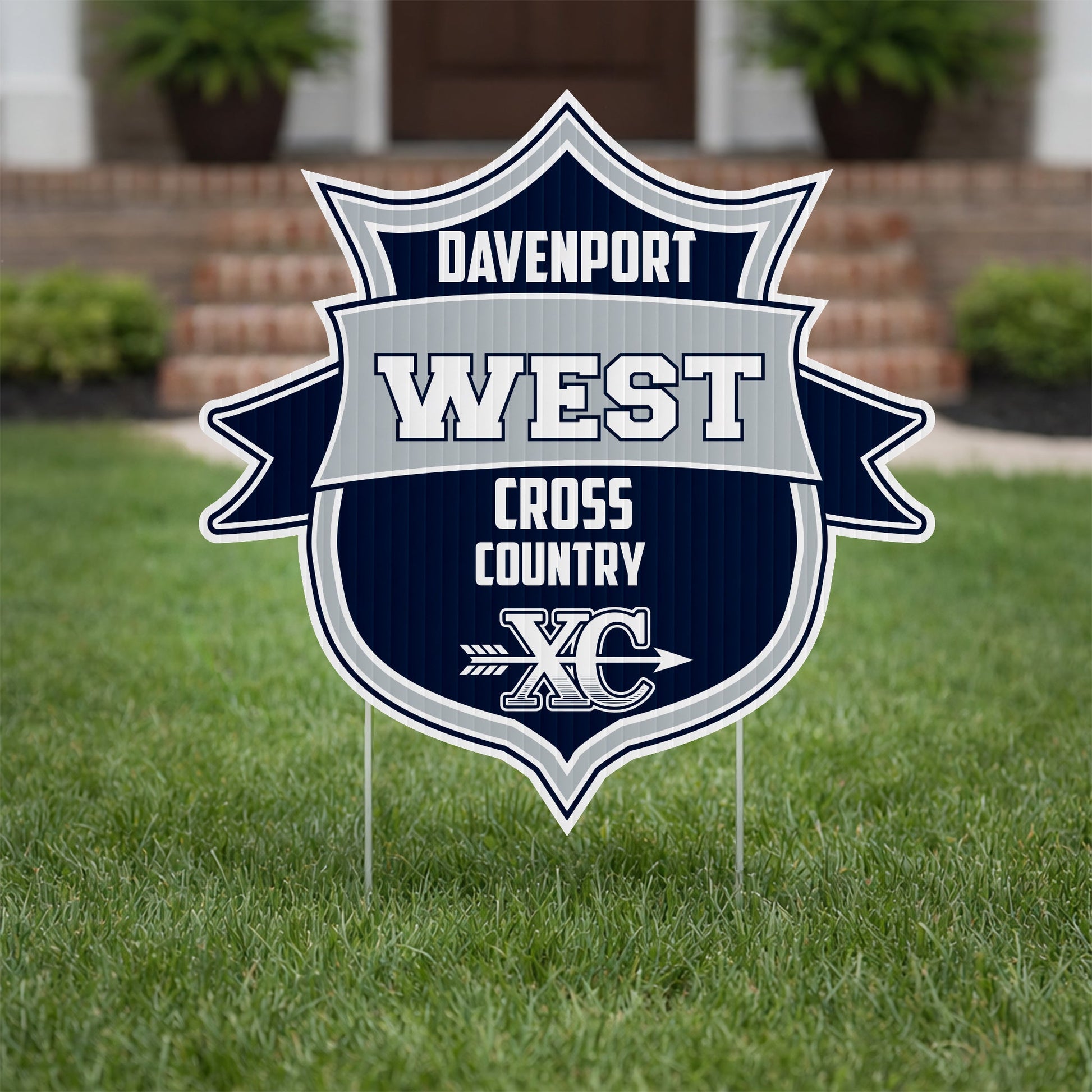 22" Shield with Ribbon Shaped Yard Sign